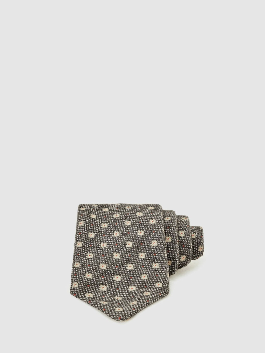 Reiss Popular Choice - Wool-Silk Floral-Medallion Tie in Grey