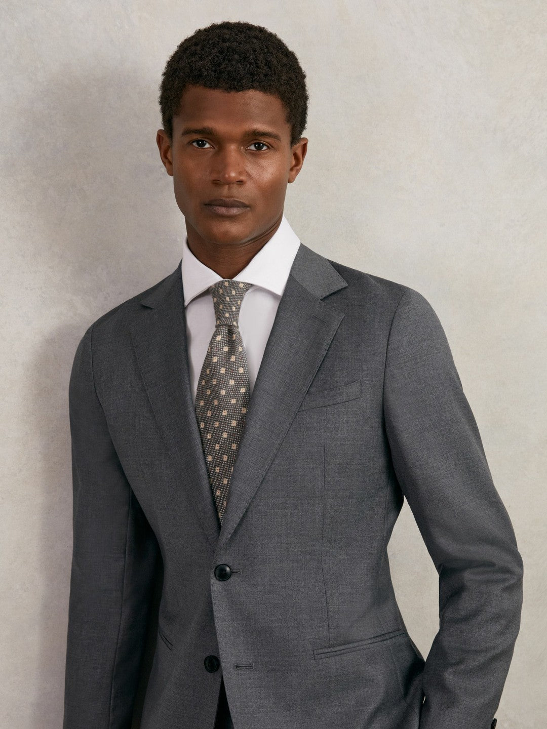 Reiss Popular Choice - Wool-Silk Floral-Medallion Tie in Grey