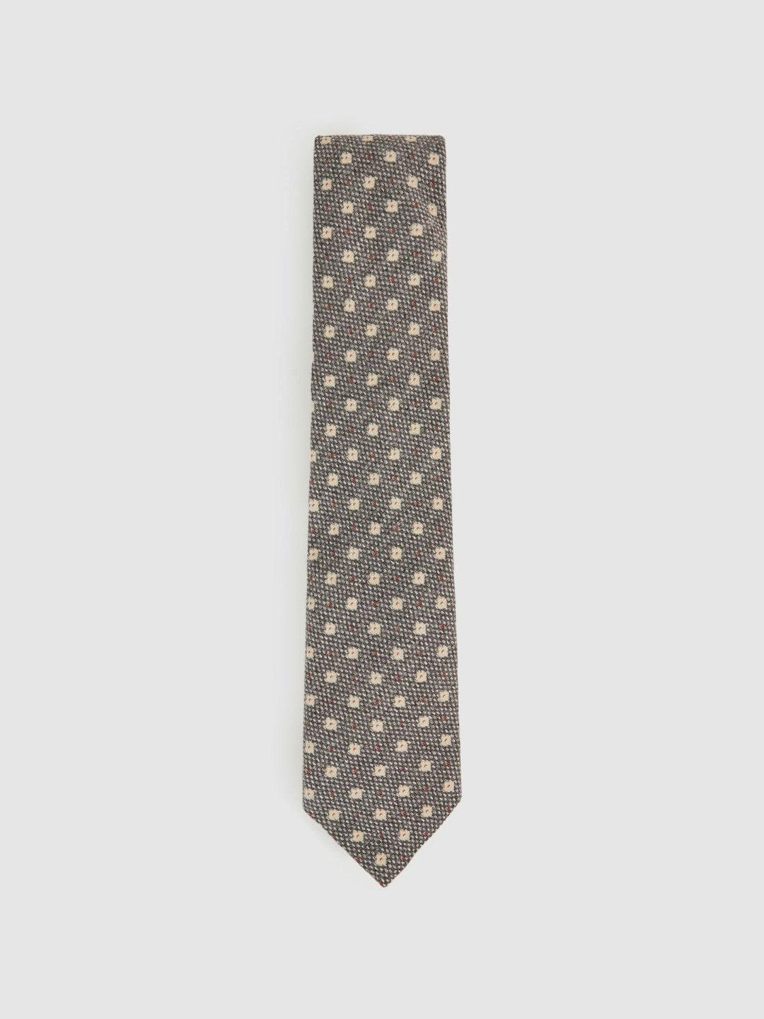 Reiss Popular Choice - Wool-Silk Floral-Medallion Tie in Grey