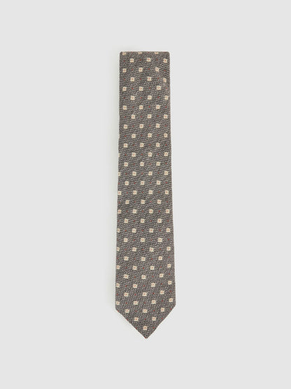 Reiss Popular Choice - Wool-Silk Floral-Medallion Tie in Grey