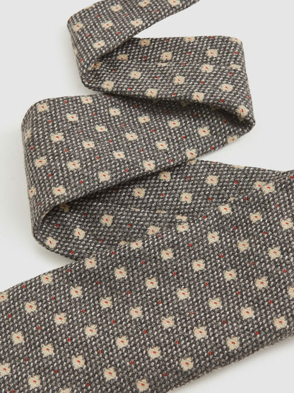 Reiss Popular Choice - Wool-Silk Floral-Medallion Tie in Grey