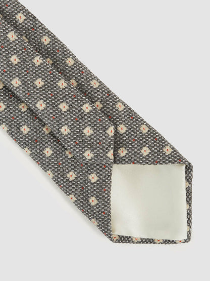 Reiss Popular Choice - Wool-Silk Floral-Medallion Tie in Grey