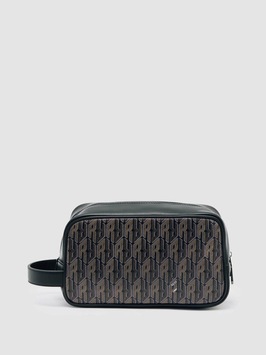 Reiss Savings - Coated Canvas Monogram Wash Bag in Grey Multi