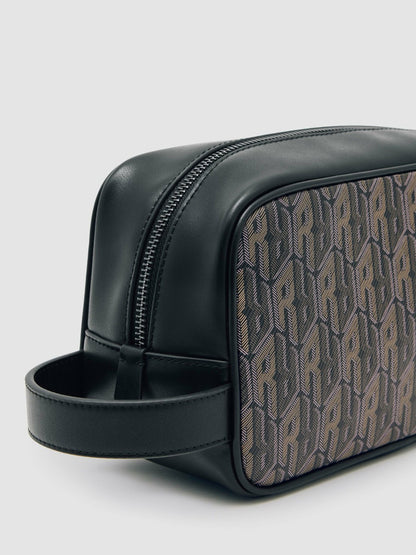 Reiss Savings - Coated Canvas Monogram Wash Bag in Grey Multi