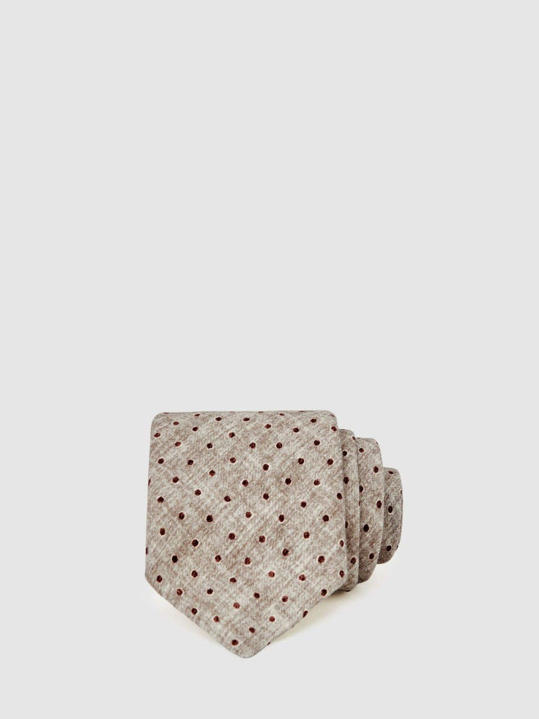 Reiss Deal - Wool-Cotton Polka-Dot Tie in Grey Melange