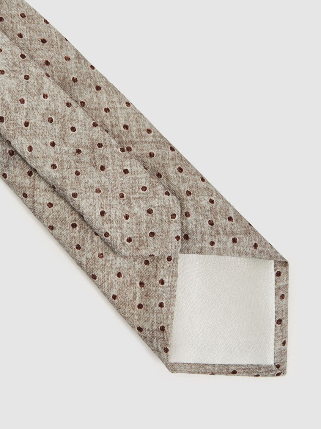 Reiss Deal - Wool-Cotton Polka-Dot Tie in Grey Melange