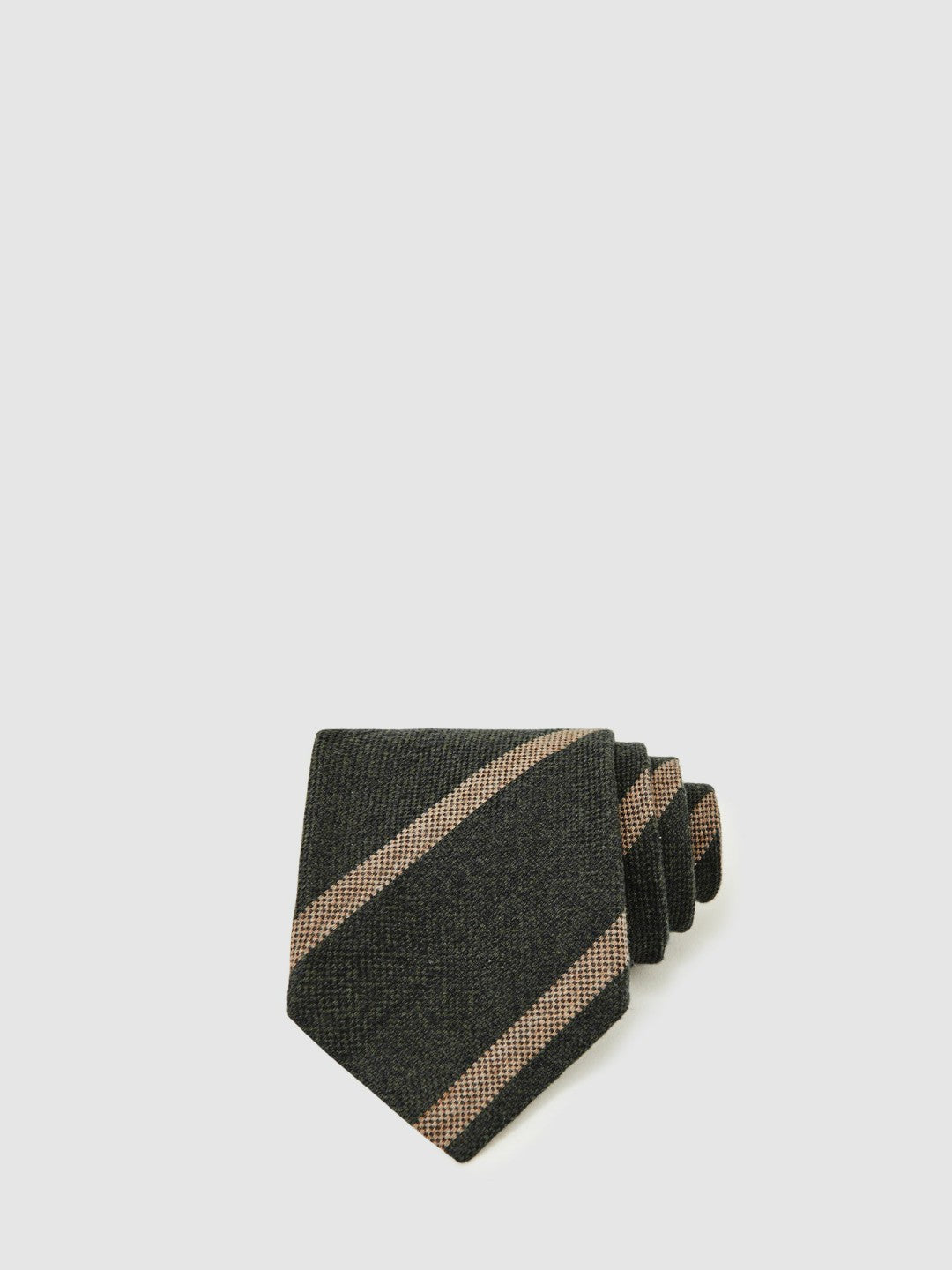 Reiss Savings - Wool-Silk Striped Tie in Forest Green
