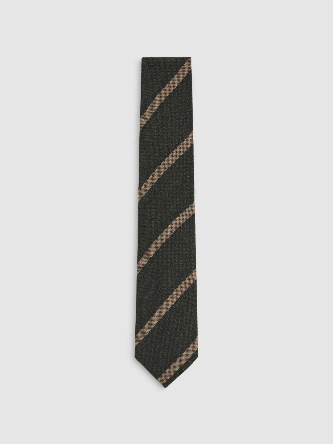 Reiss Savings - Wool-Silk Striped Tie in Forest Green
