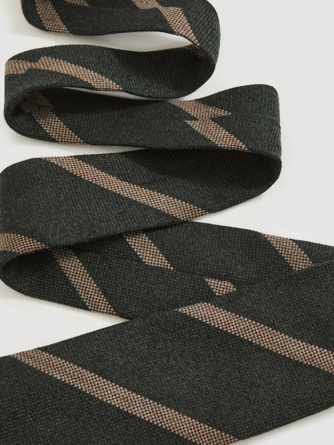 Reiss Savings - Wool-Silk Striped Tie in Forest Green
