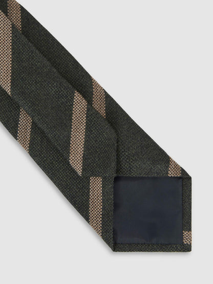 Reiss Savings - Wool-Silk Striped Tie in Forest Green