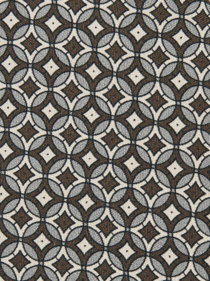 Reiss Value - Silk Geometric-Print Tie in Chocolate Brown Multi