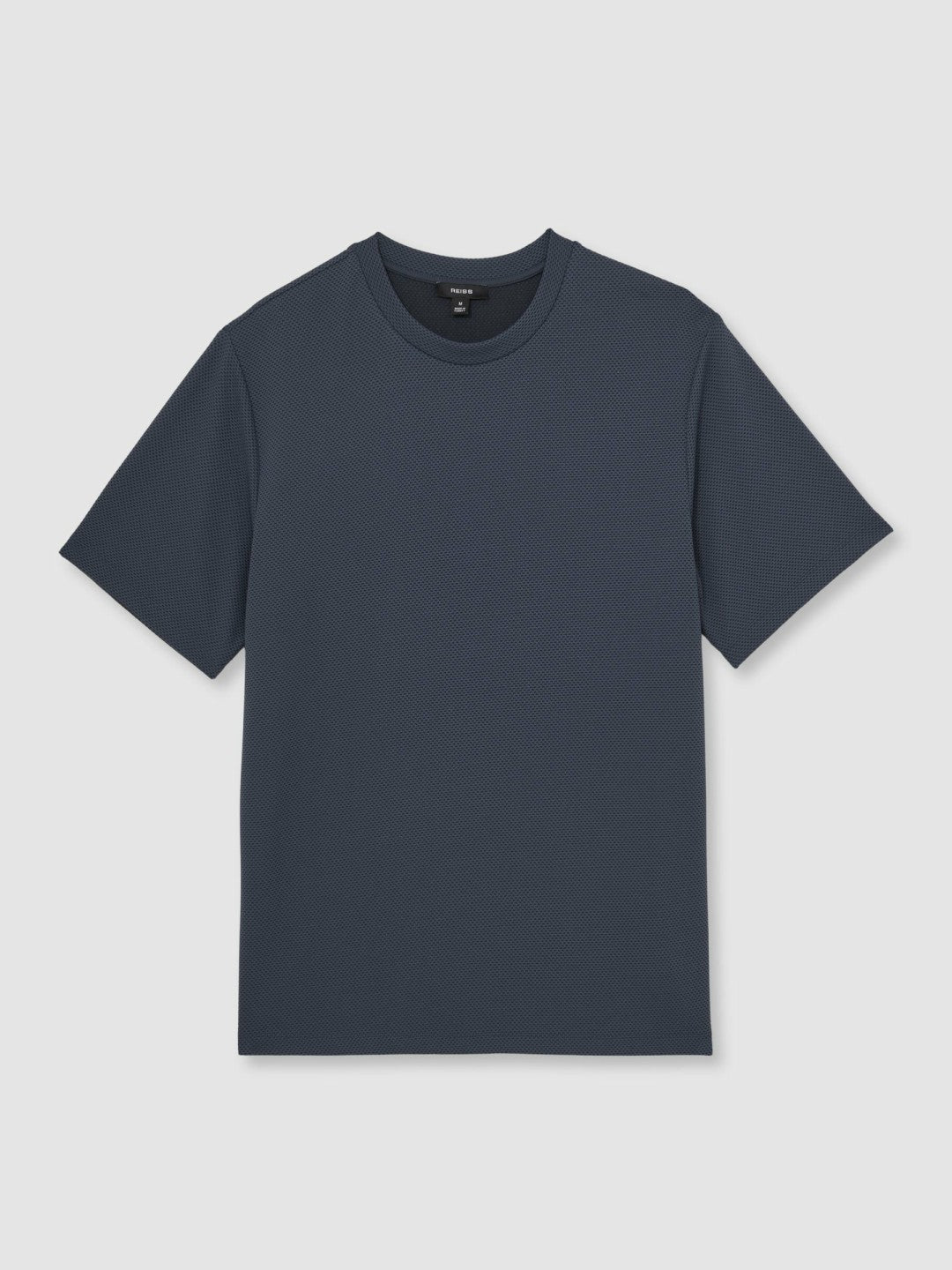 Reiss Featured - Textured Crew-Neck T-Shirt in Airforce Blue