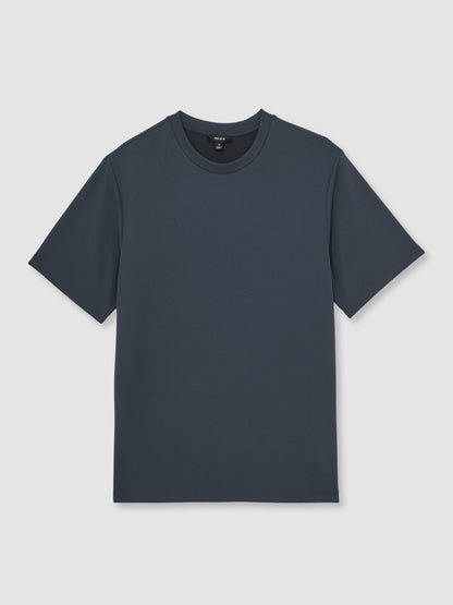 Reiss Featured - Textured Crew-Neck T-Shirt in Airforce Blue