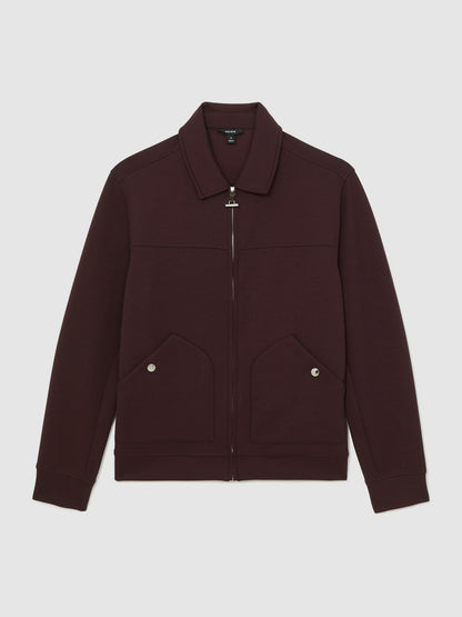 Reiss Value - Interlock Zip Through Overshirt in Cherry Red