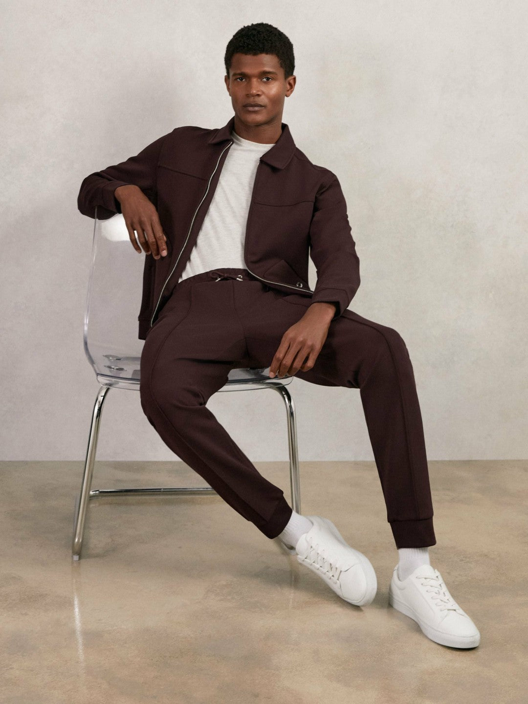 Reiss Value - Interlock Zip Through Overshirt in Cherry Red