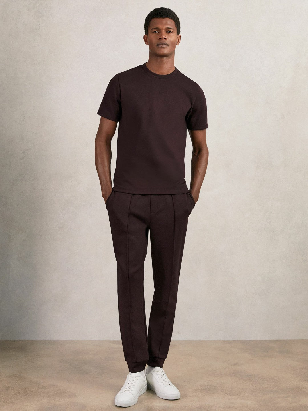 Reiss Interlock Drawstring Joggers in Cherry Red