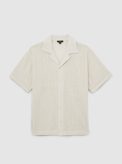 Reiss Featured - Cotton-Blend Crochet Shirt in Off White