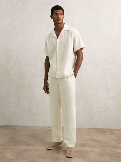 Reiss Featured - Cotton-Blend Crochet Shirt in Off White