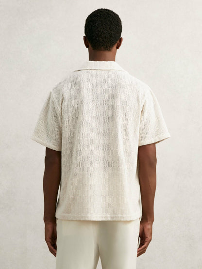 Reiss Featured - Cotton-Blend Crochet Shirt in Off White