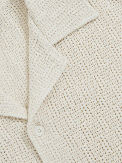 Reiss Featured - Cotton-Blend Crochet Shirt in Off White