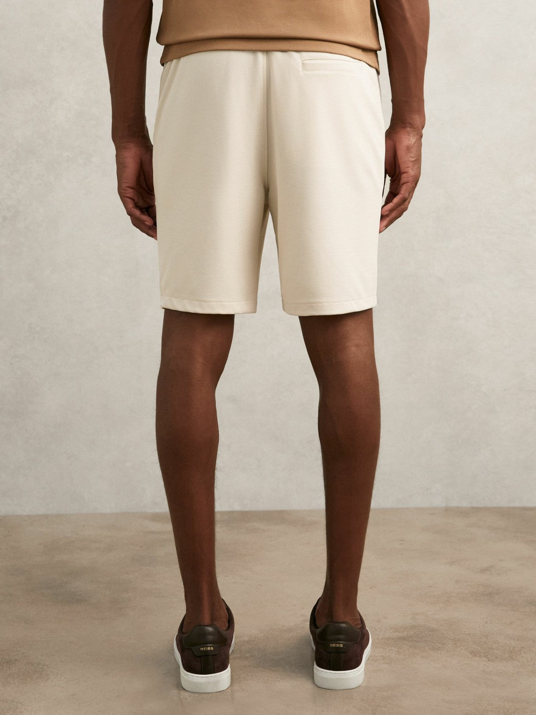 Reiss Savings - Textured Drawstring Shorts in Stone