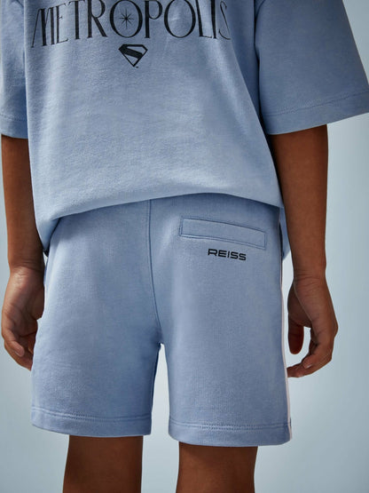 Reiss 3-9 yrs Superman Logo-Print Shorts in Light Blue