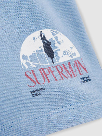 Reiss 3-9 yrs Superman Logo-Print Shorts in Light Blue