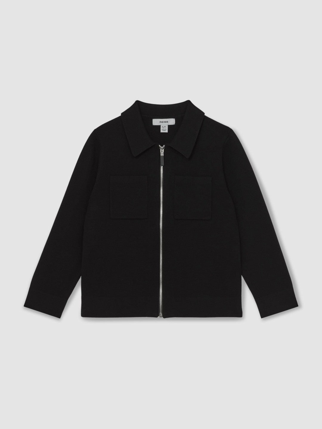Reiss Best Seller - 3-9 yrs Knitted Zip-Through Cardigan in Black