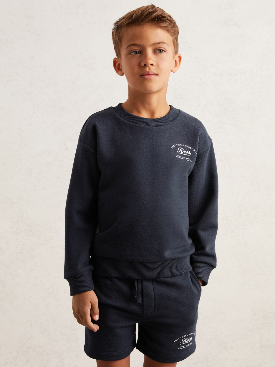 Reiss 3-9 yrs Cotton Blend Motor Cars Sweatshirt in Washed Blue