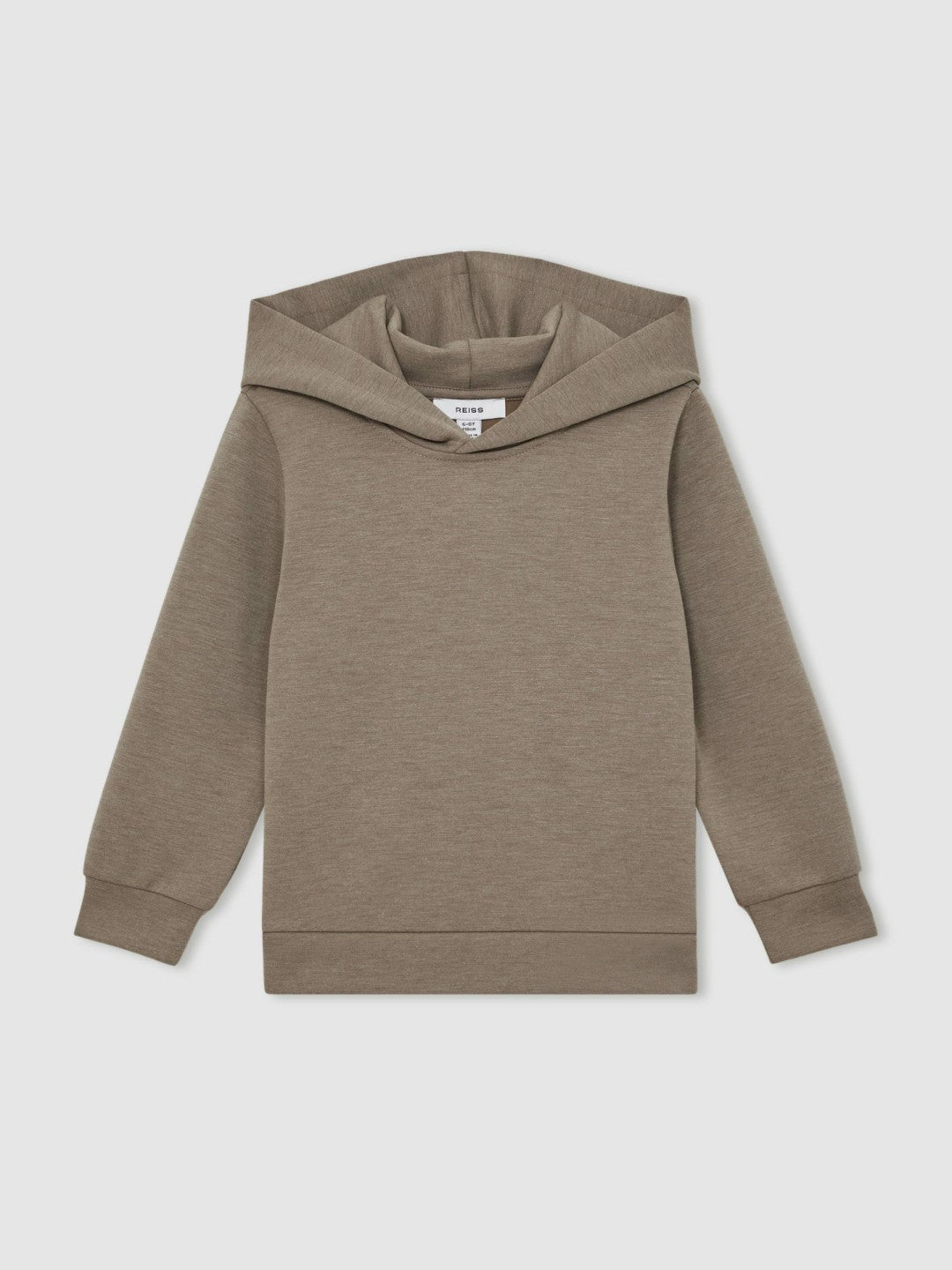 Reiss Interlock-Jersey Hoodie in Taupe Brown