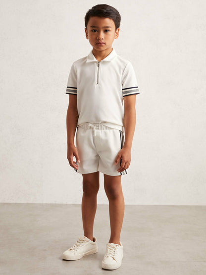 Reiss Popular Choice - 9-13 yrs Side Stripe Textured Shorts in White