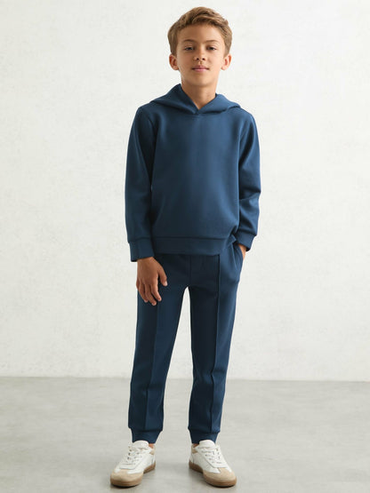 Reiss Savings - Interlock Jersey Hoodie in Ocean Blue