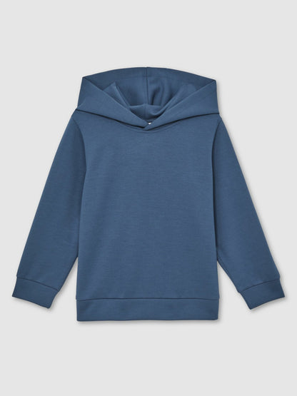 Reiss Savings - Interlock Jersey Hoodie in Ocean Blue