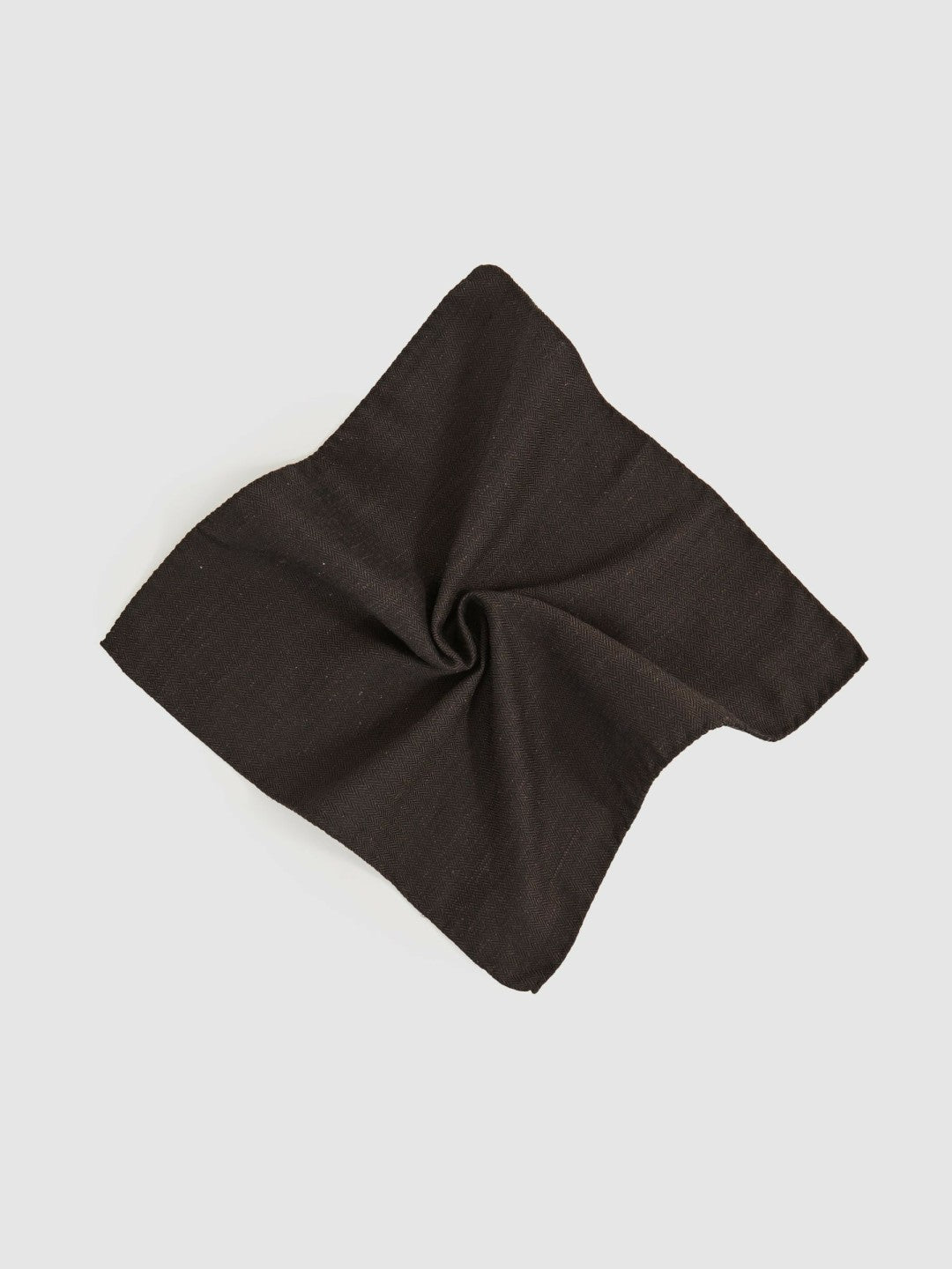 Reiss Popular Choice - Silk Blend Herringbone Pocket Square in Chocolate Brown