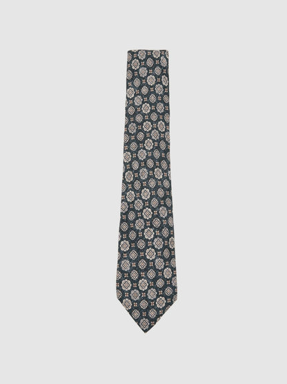 Reiss Featured - Silk Medallion Print Tie in Indigo Melange
