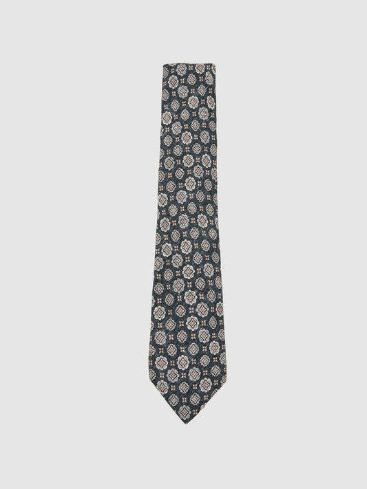 Reiss Featured - Silk Medallion Print Tie in Indigo Melange