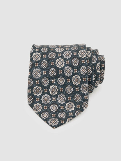 Reiss Featured - Silk Medallion Print Tie in Indigo Melange