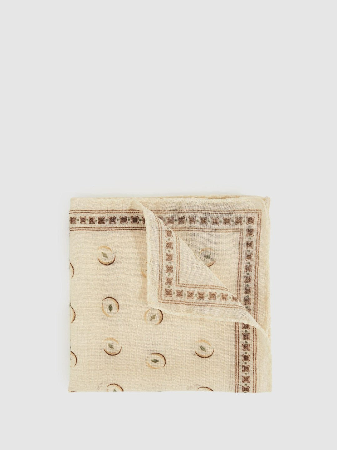 Reiss Sale - Wool Motif Print Pocket Square in Off White