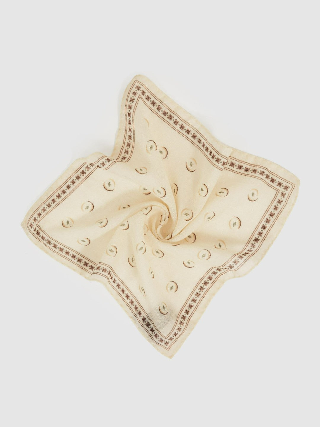 Reiss Sale - Wool Motif Print Pocket Square in Off White