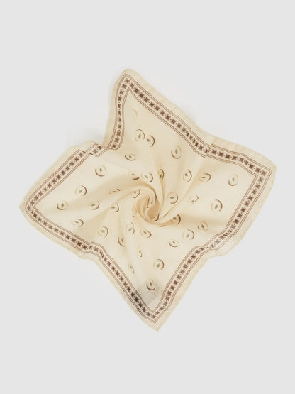 Reiss Sale - Wool Motif Print Pocket Square in Off White