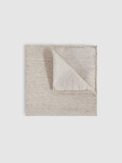 Reiss Sale - Wool Silk Textured Pocket Square in Oatmeal