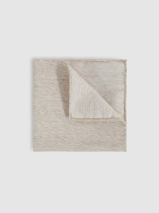 Reiss Sale - Wool Silk Textured Pocket Square in Oatmeal