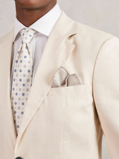 Reiss Sale - Wool Silk Textured Pocket Square in Oatmeal