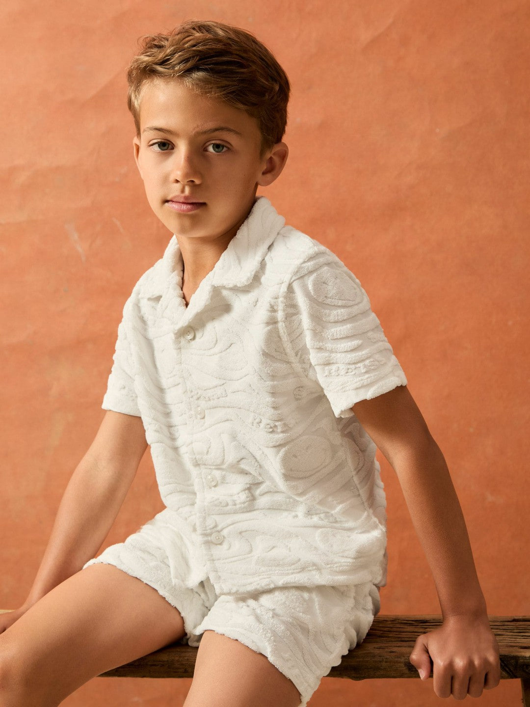 Reiss 3-9 yrs SmileyWorld Wave Texture Shirt in White