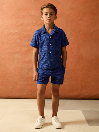 Reiss Value - 9-13 yrs SmileyWorld Wave Texture Shirt in Bright Blue