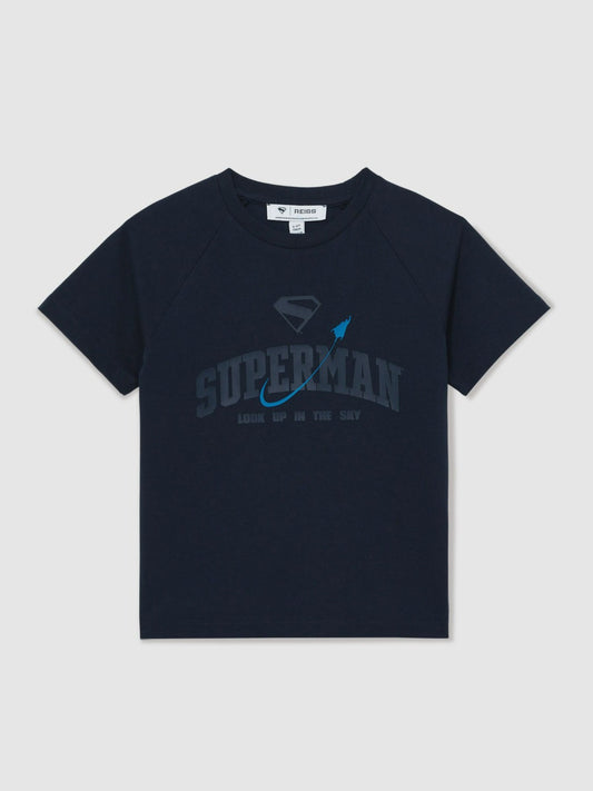 Reiss Deal - 13-14 yrs Superman Raglan Logo T-Shirt in Navy Blue