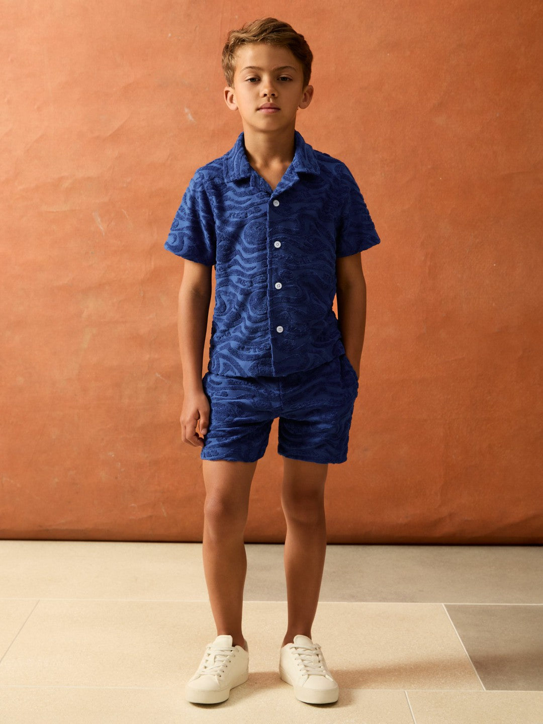 Reiss 3-9 yrs SmileyWorld Wave Texture Shirt in Bright Blue