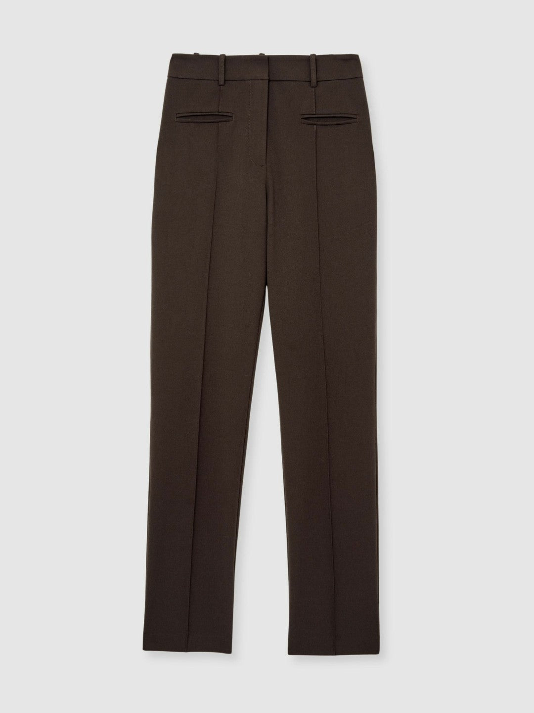 Reiss Deal - Petite Pintuck Tapered Trousers in Chocolate Brown