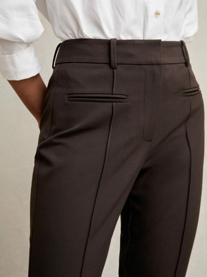 Reiss Deal - Petite Pintuck Tapered Trousers in Chocolate Brown