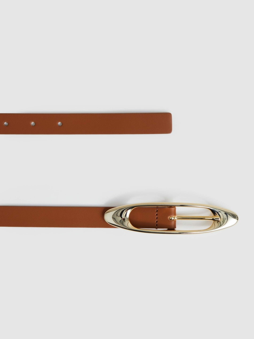 Reiss Deal - Leather Oval-Buckle Belt in Tan